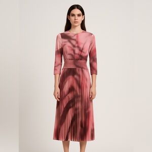 Elegant Pink and Brown Women's Dress